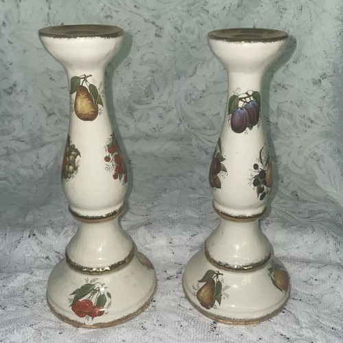 Seltene Vintage Vase & Kerzenständer Steingut Staffordshire England Obst Blume - Bild 13 von 18