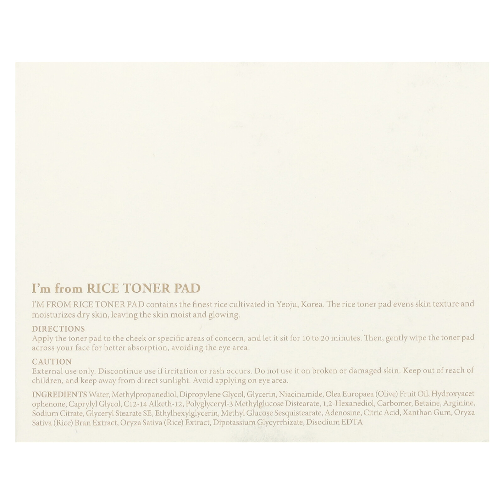 Rice Toner Pad, 60 Pads