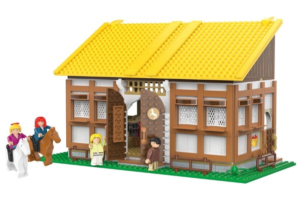 Playtive Bibi & Tina Martinshof Pferdestall Clippys Set Klemmbausteine 641-Tlg-image