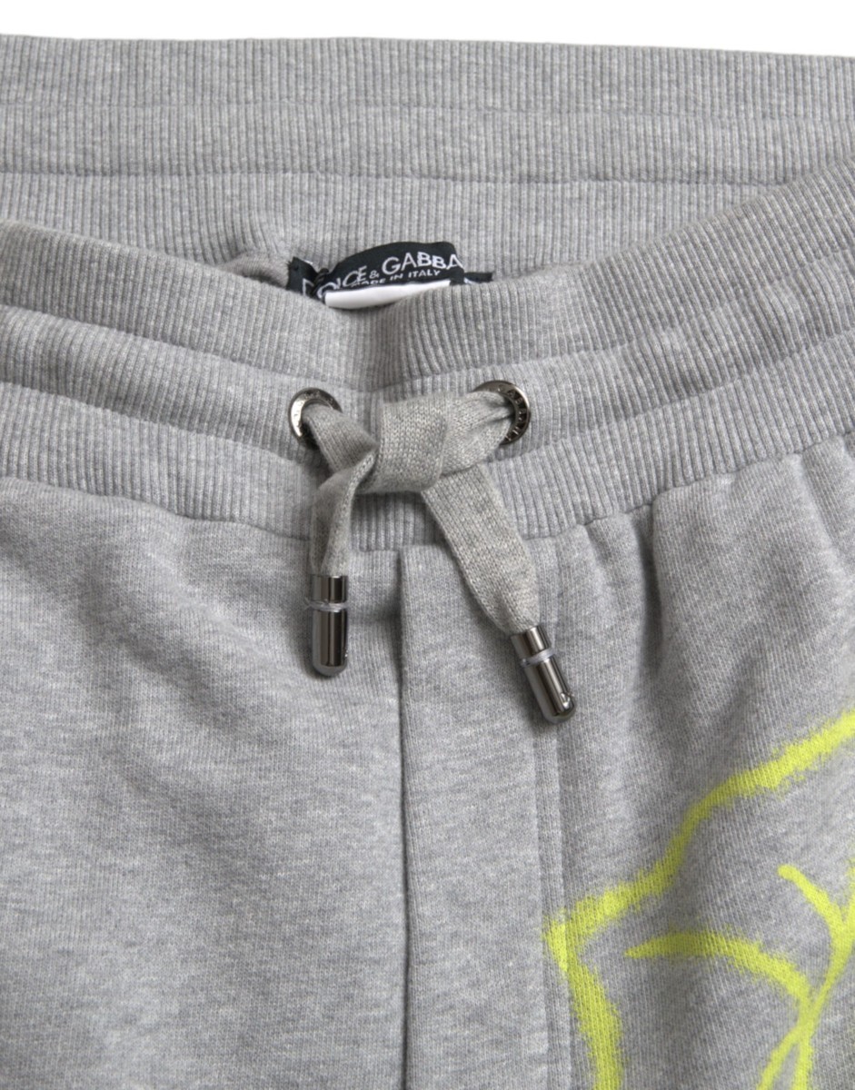 DOLCE & GABBANA Pants Jogger Gray Cotton Graffiti Sweatpants