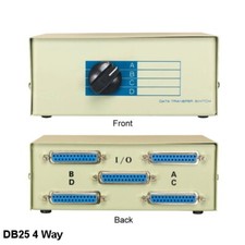 KNTK DB25 4 Way Data Transfer Switch Box Rotary Type PC Device Printer Scanner