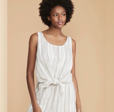 NWT Loft Tie Front Beige Stripe Knit Midi Dress Size Medium | eBay