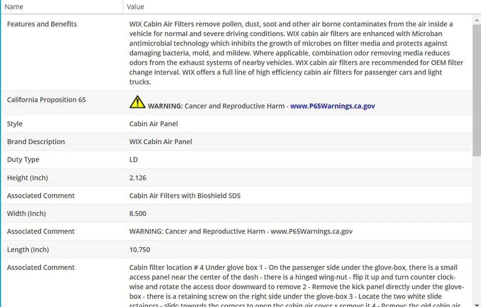 Filtro de aire de cabina WIX para MERCEDES-BENZ C230 1996-2000 L4-2,3 L Foto 3 de 4