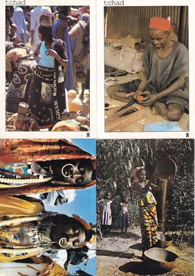 Lot of 4 postcards postcards 10x15cm CHAD CHAD AFRICA AFRICA 1