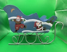 Vintage Hand Painted Metal Christmas Sleigh Centerpiece Blue Margie’s Garden