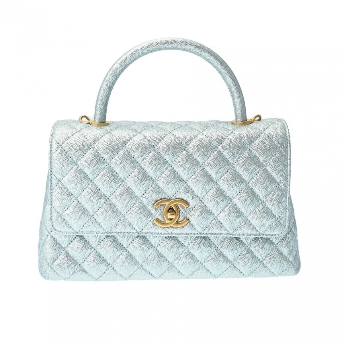 CHANEL Matelasse Top Handle 29 2 Way Metallic Blue A92991 CHANEL Matelasse Top Handle 29 2 Way Metallic Blue A92991