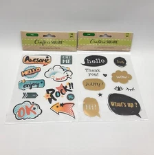 ⭐️ (2pk) Crafter's Square Speech Bubble Words Phrases Scrapbook Sticker Lot