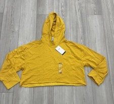  95 NEW Women's Nike Yoga Luxe Cropped Fleece Hoodie DM6981-752 Yellow Sz XL