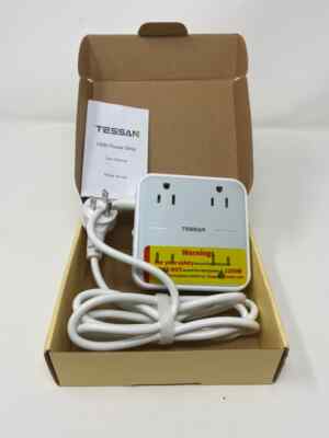 Power Strip with USB, TESSAN Mountable Flat Plug Extension Cord with 4 Widely 