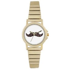 Ladies Expandable Watch By Portobello Road Leopard Print Moustache ( A2Z)