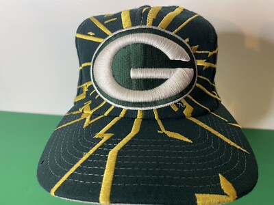 Vtg Starter Green Bay Packers Shockwave Shattered Snapback Wool 