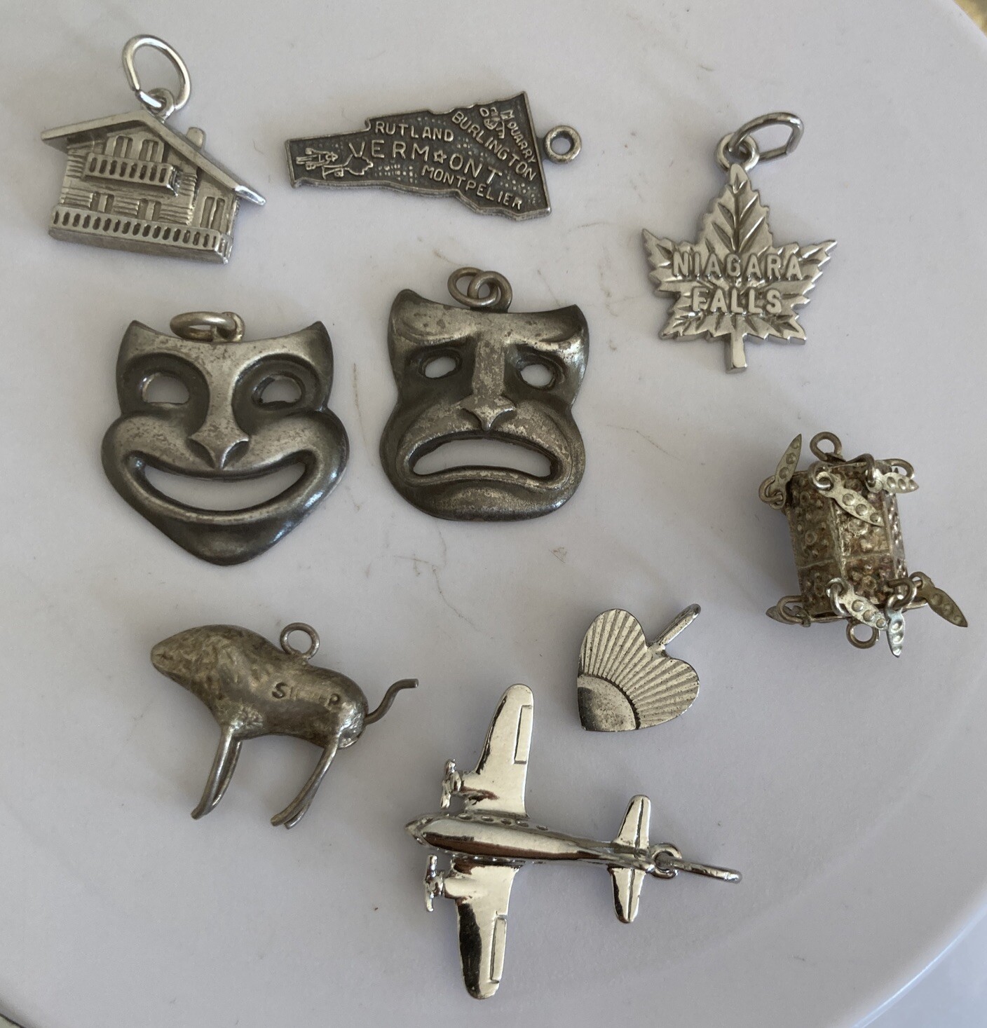 Vintage Lot Of 9 Sterling Silver  Charms Theatre … - image 1