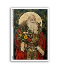 St. Nicholas with Flowers I | A4 Rice Paper | Paper for Decoupage | Paper Design