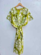 Indian Vintage 100% Cotton Long Beach Maxi Kaftan Dress One Size Caftan Kimono