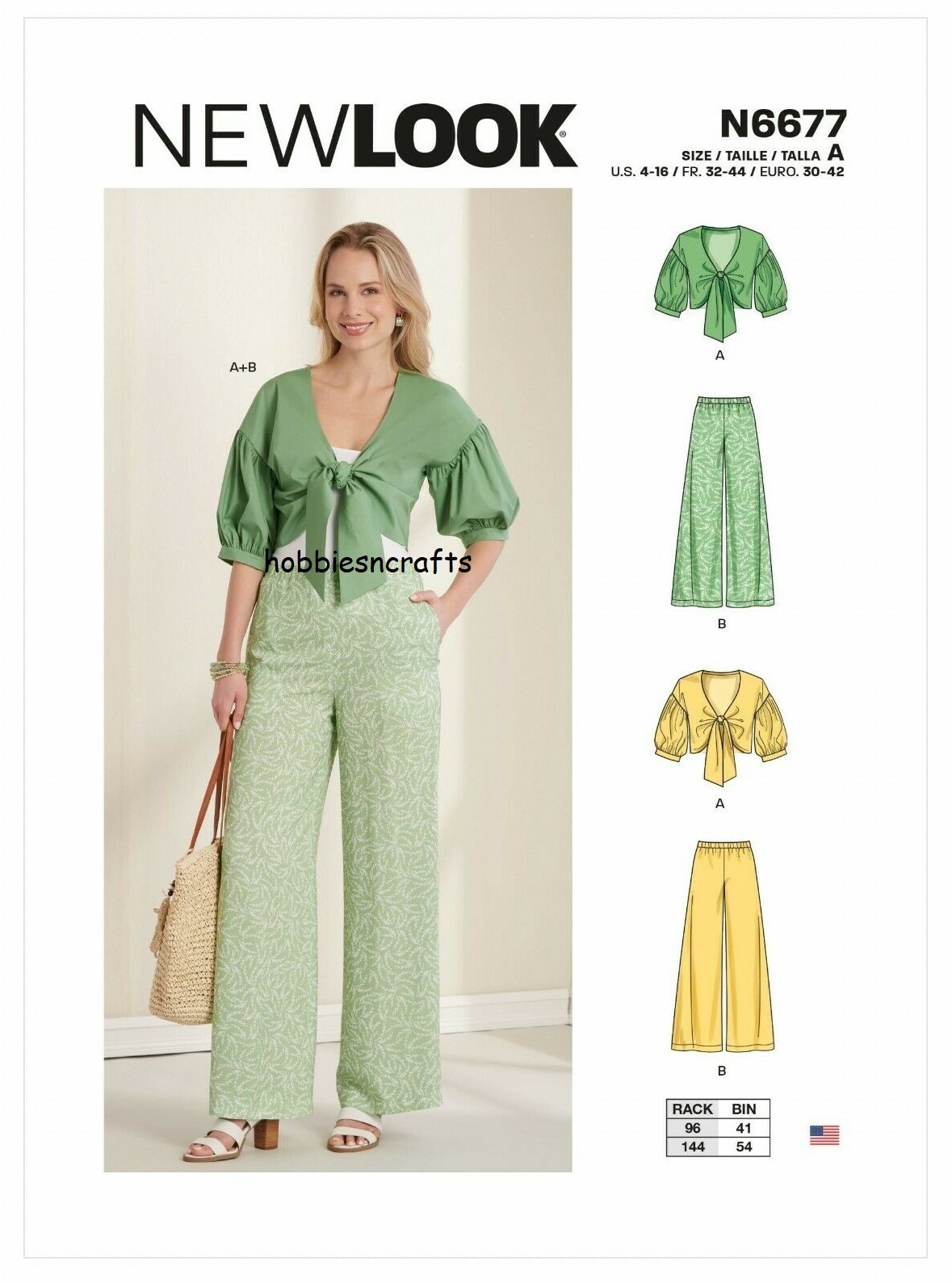 6677 MISSES' WIDE LEG TROUSERS CROP JACKET Sewing Pattern NEW LOOK  Sizes 4 - 16
