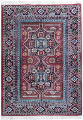 4x5 Quality Wool and Silk Perssiaan Ardebil Rug GEOMETRIC  #PIX-22788