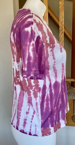 Zara Tie Dye Crop Top Tee NWT Women’s Small Pink Purple White Crew Neck Tshirt - Picture 2 of 5