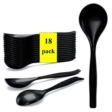Large Plastic Serving Utensils 10 inches Big Heavy Weight Reusable Utensils f...