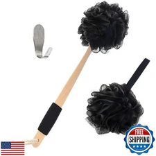 Bamboo Charcoal Infused Back Scrubber - Loofah with Handle | Exfoliating Show