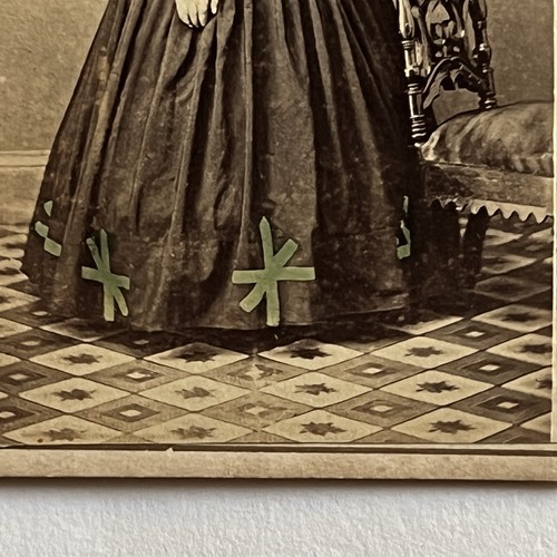 Antikes CDV Foto schöne Frau schönes grün getöntes Kleid Lehigh CO PA - Bild 4 von 9