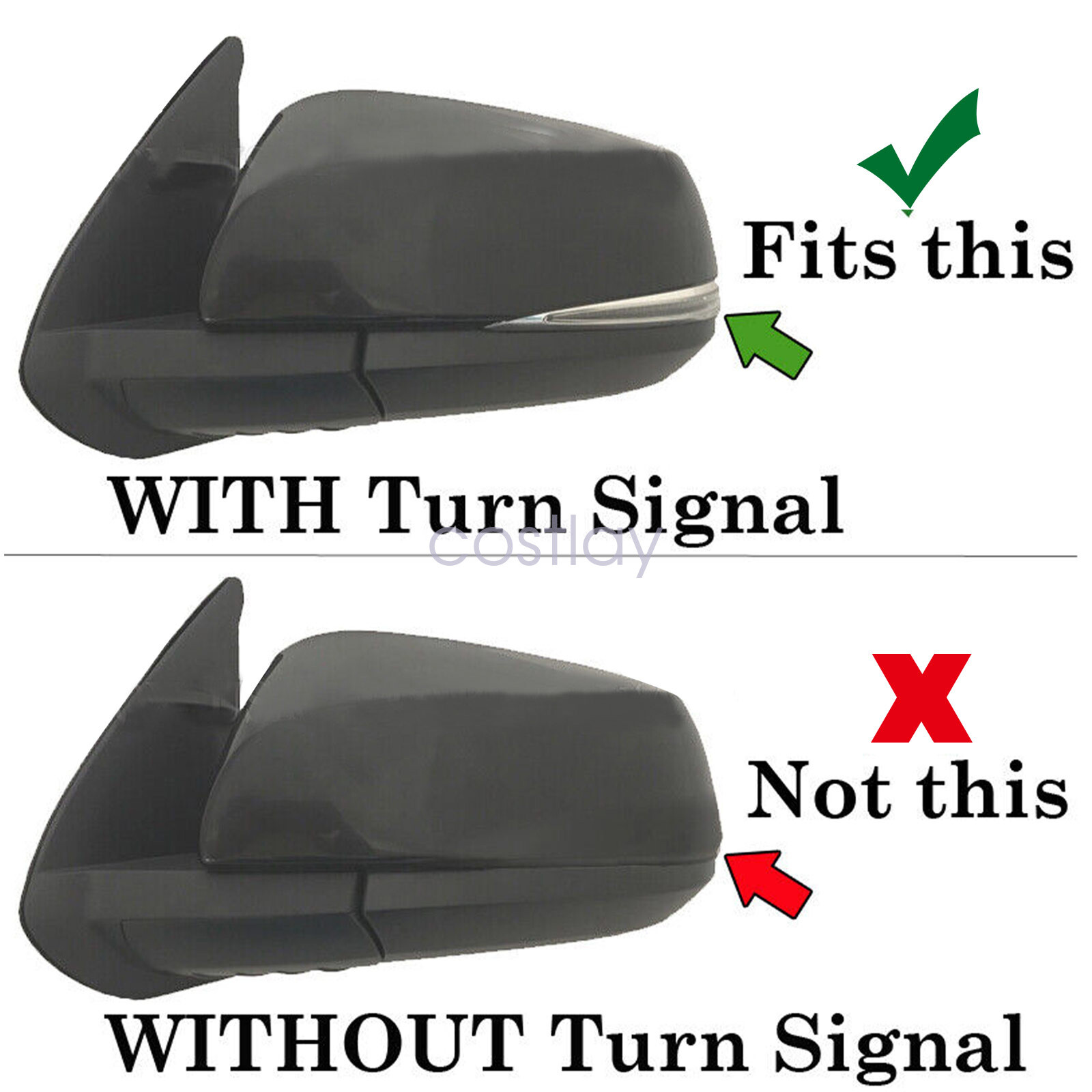 2pc Black Rearview Mirror Cover Trim For Toyota 20162023 W/TSH