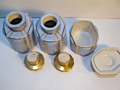Vintage Art Deco Carlin Comforts Porzellan Waschtisch Kommode Set 3 Flaschen blau - Bild 10 von 24