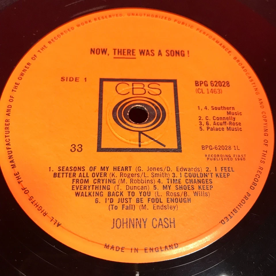 JOHNNY CASH Now There Was A Song 1960 vinyl LP Seasons of My Heart original - Image 4 of 4