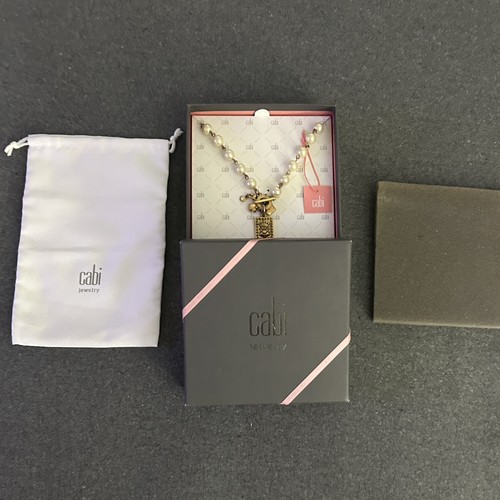 Cabi Heritage Pearl Necklace Gold Tone Charms Toggle Rhinestone 20" Style 2125 - Picture 2 of 11