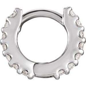 14K White Gold 1/8Ct Diamond 10.32 mm Hoop Single Earring 0.62gm Clarity I1 - Picture 2 of 2