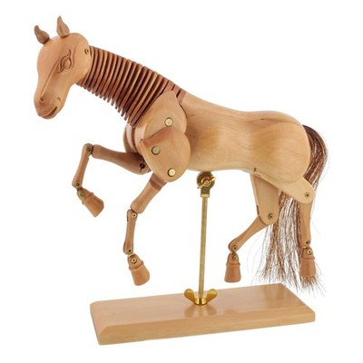 US Art Supply 12'' Wood Horse Articulated Manikin