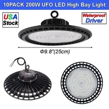 2-10 Pack 200W Watt UFO Led High Bay Light Commercial Industrial Warehouse Barn