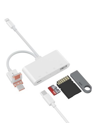 Lettore Di Schede SD 2 In 1 USB-C Per IPhone 16/iPad/Mac – Plug & Play, Supporta Fino A 2TB, Bianco
