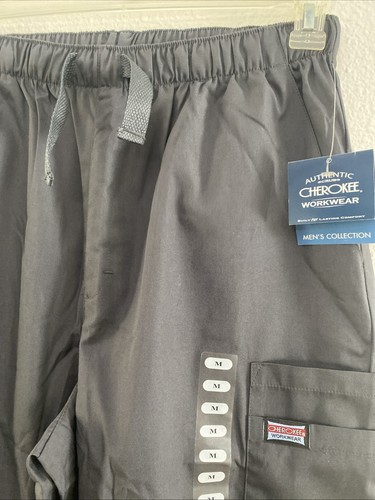 NWT Cherokee Workwear Gray Elastic Waist Chinos Mens Pants Size M - 第 2/5 張圖片