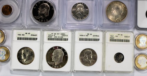 US Silver / Clad / Graded Coin Collection 90% Eisenhower, Peace, Franklin, etc. - Picture 6 of 10