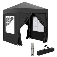 Outsunny 2mx2m Pop Up Gazebo Party Tent Canopy Marquee with Storage Bag Black