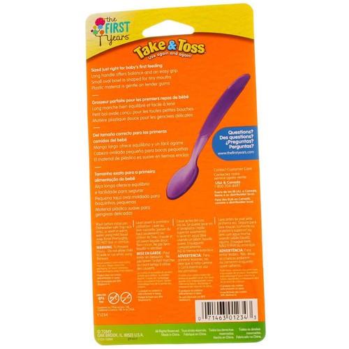 First Years Take and Toss Infant Spoons 4 Months Plus Assorted Colors Disposable - Picture 3 of 5