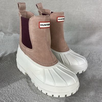 Hunter Sutton Boots Womens Size Pink Insulated Chelsea Duck Snow  Waterproof