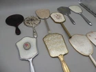 Vintage Handheld Vanity Mirrors -  Lot of 10 - Celluloid Guilloche Embroidery