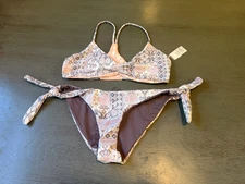 NEW colorful   L SPACE lined two piece swimsuit bikini  size small