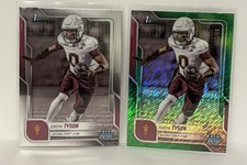 Jordyn Tyson 1st Bowman Lot (2) 2025 Bowman U GREEN SHIMMER REFRACTOR /99 + Base