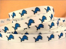 3/8" 1 yard Lions printed Grosgrain Ribbon Football Detroit Team Sports 100879