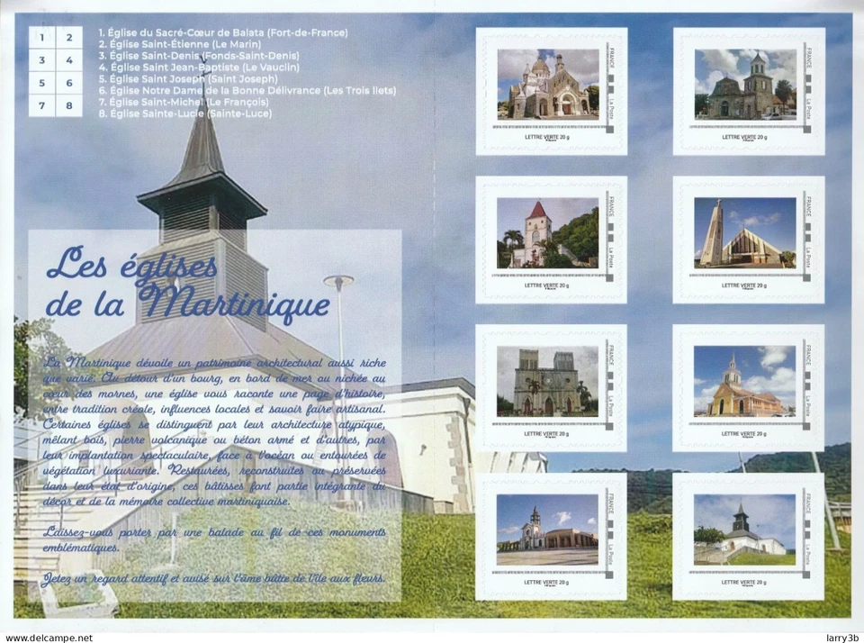 france 2025 Churches of Martinique CHURCH saint lucie architecture 8v COLLECTOR - Image 2 of 2