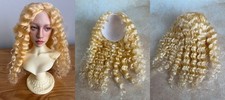 OOAK mohair wavy curly light ginger blond wig 1/3 SD size 8-9''