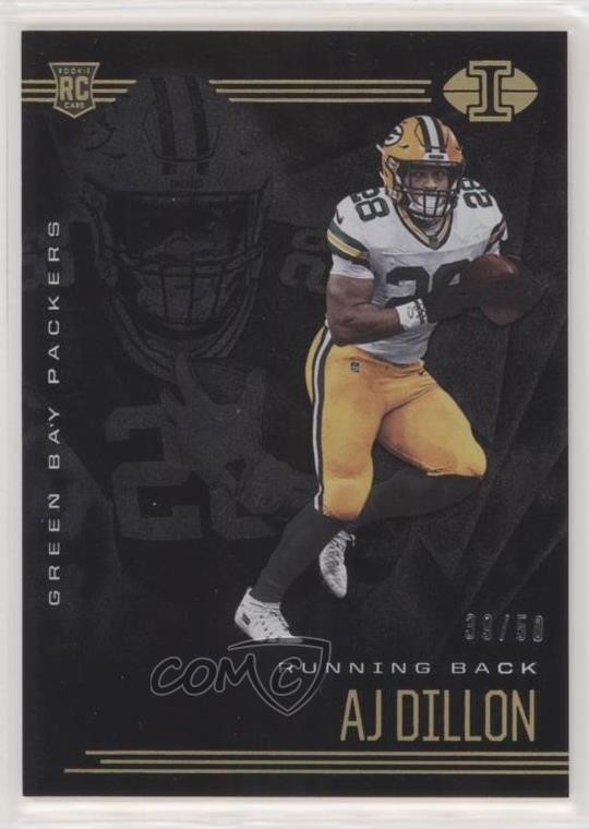 2020 Panini Illusions Trophy Collection Black 39/50 AJ Dillon #26 Rookie RC 05gv