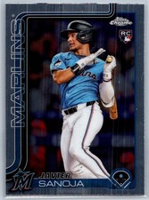 Javier Sanoja 2025 Topps Chrome RC Rookie #76 Miami Marlins