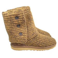 UGG Women’s Cardy Brown Gold Knit Pull On Winter Boots Size US 6