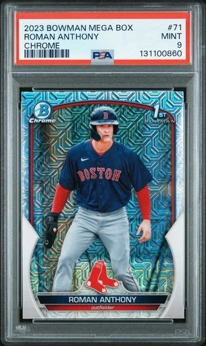 Roman Anthony 2023 1ST Bowman Chrome Mega Box MINT PSA 9 Mojo Refractor #71