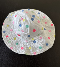 Carters Toddler Size 2T-4T Sun Hat - Wide Brim - White /Colorful Dots-Cotton