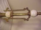 Antique Cast Iron & Brass Lamp Base and Stem with 2 Slag Glass Orbs (balls) — photo 4