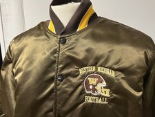 Vintage WESTERN MICHIGAN FOOTBALL Satin Jacket Size 46 Large Wilson Broncos WMU